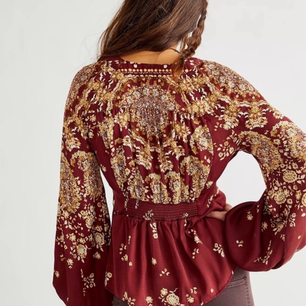 Free People RUN FREE maroon red TUNIC TOP NWT sz XS - Picture 5 of 12